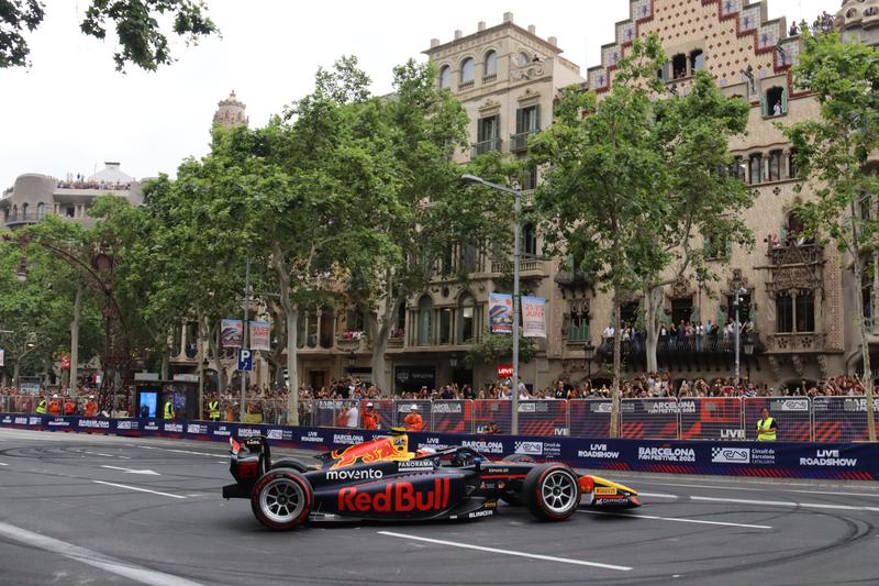 Red Bull race car during the Formula 1 road show on Barcelona's Passeig de Gràcia