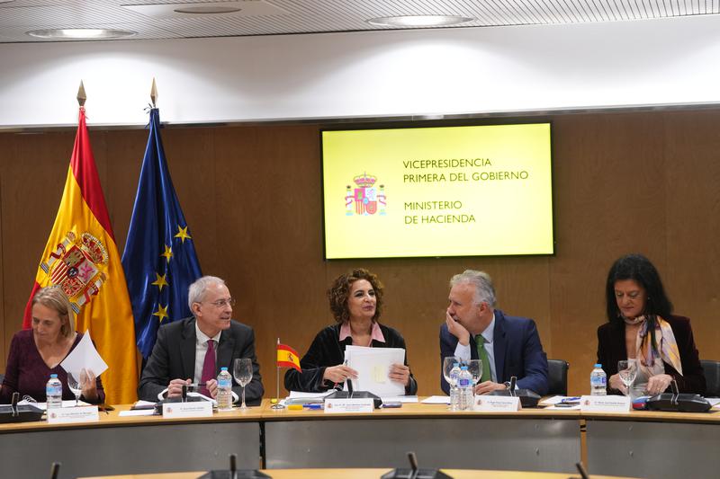 Spain's finance minister, María Jesús Montero, and territorial policy minister, Ángel Víctor Torres, at the Council of Fiscal and Financial Policy