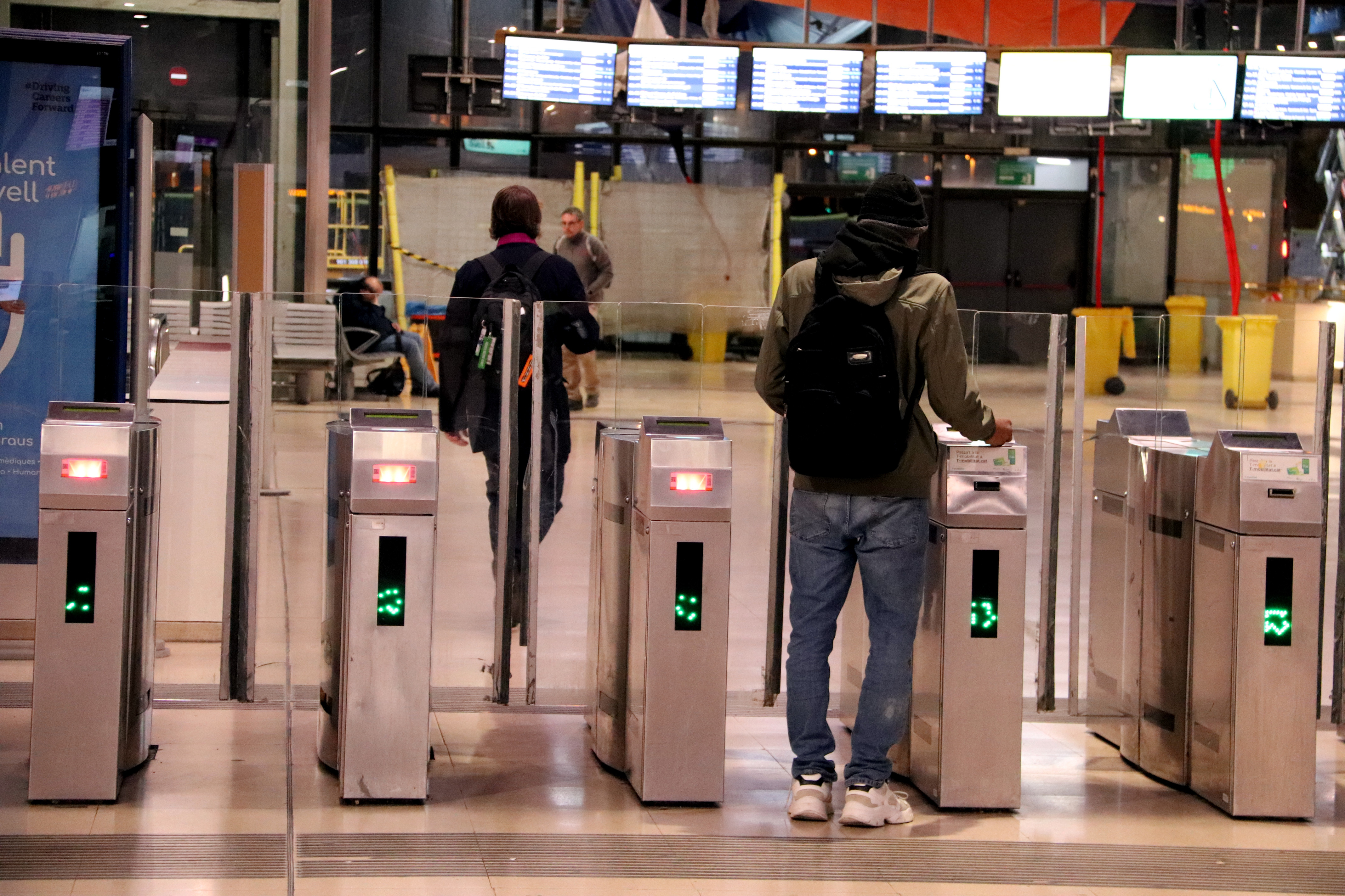 Passengers at Sants station