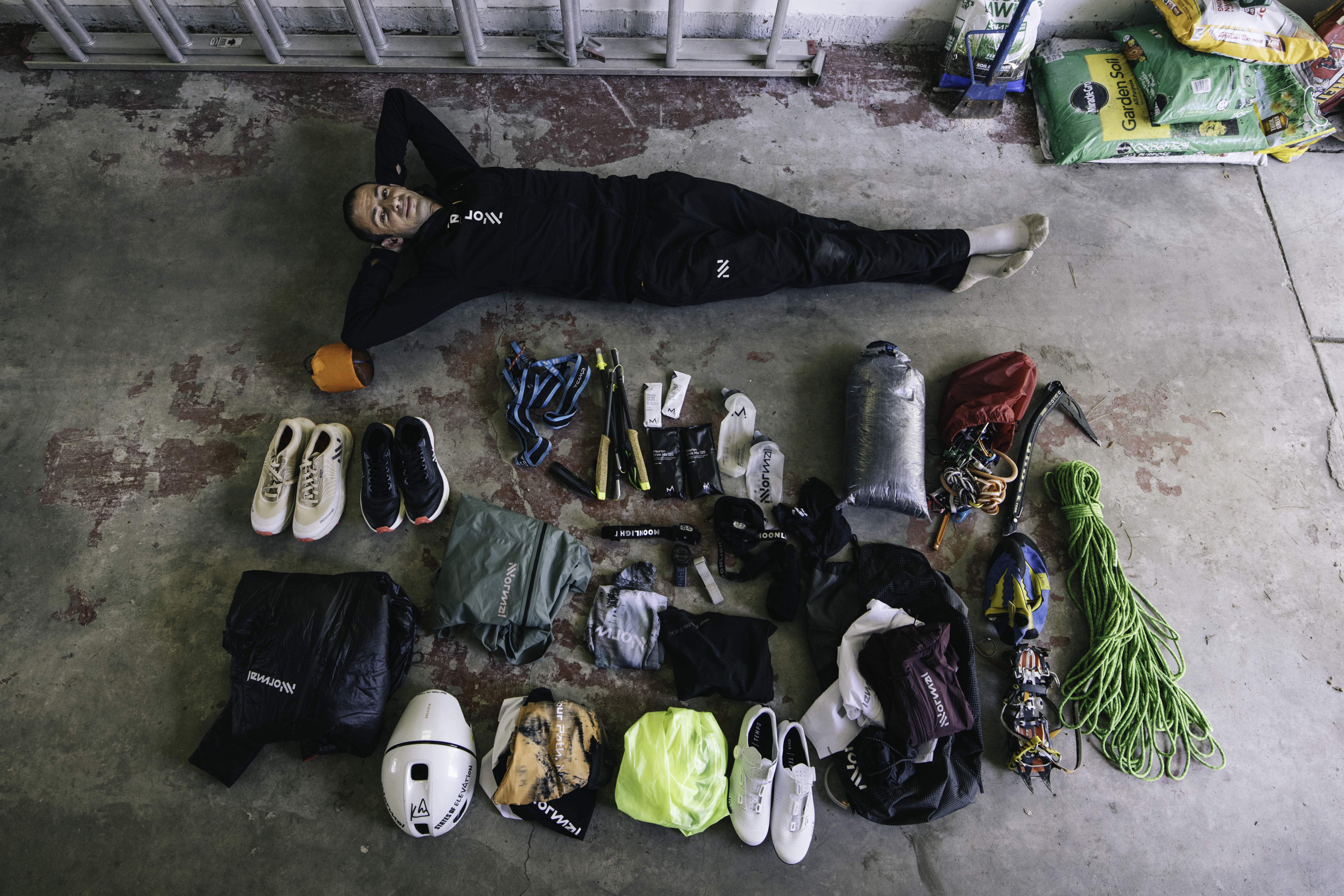 Kilian Jornet takes a well-earned lie down