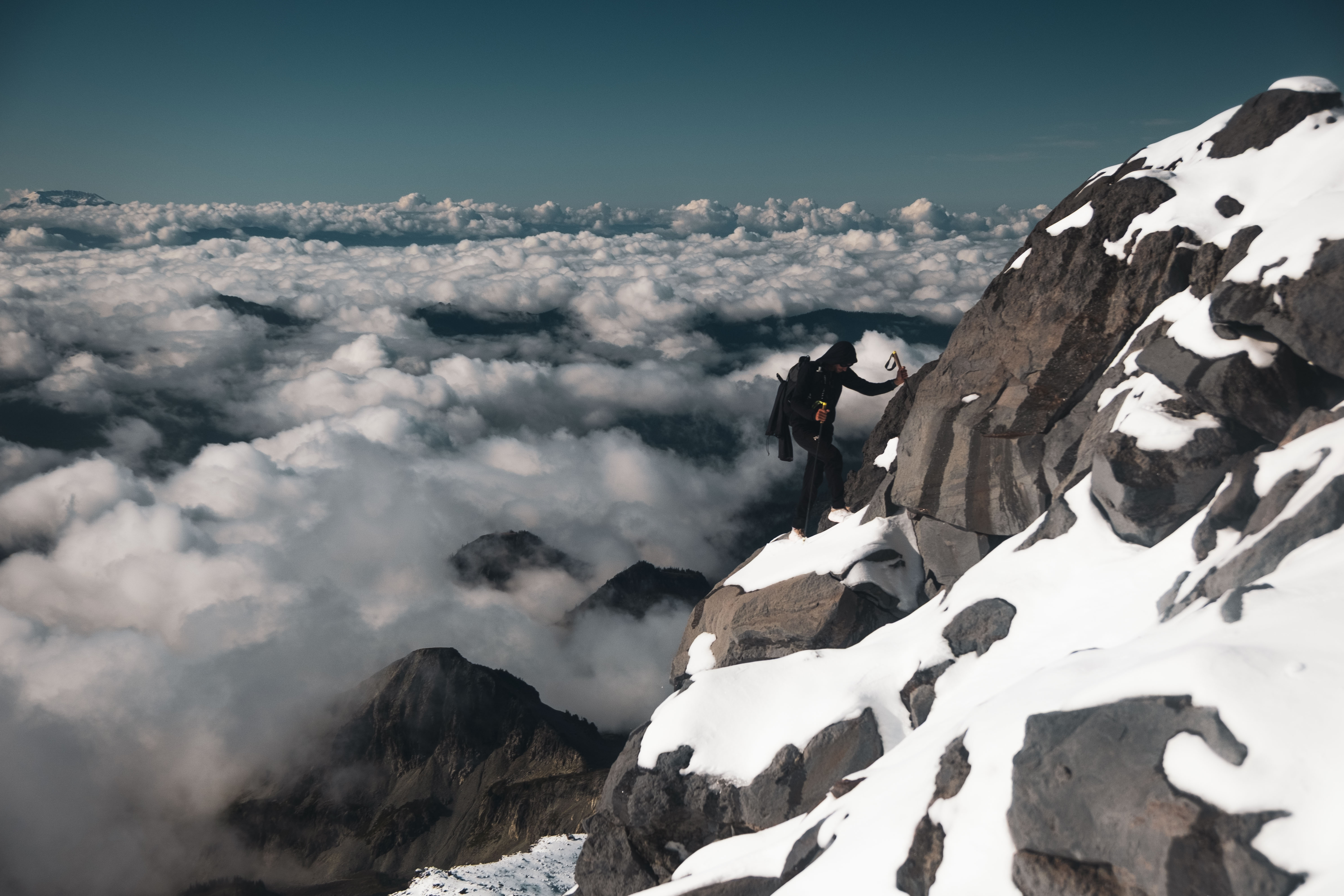 Kilian Jornet climbing Mount Rainier, the final peak of States of Elevation