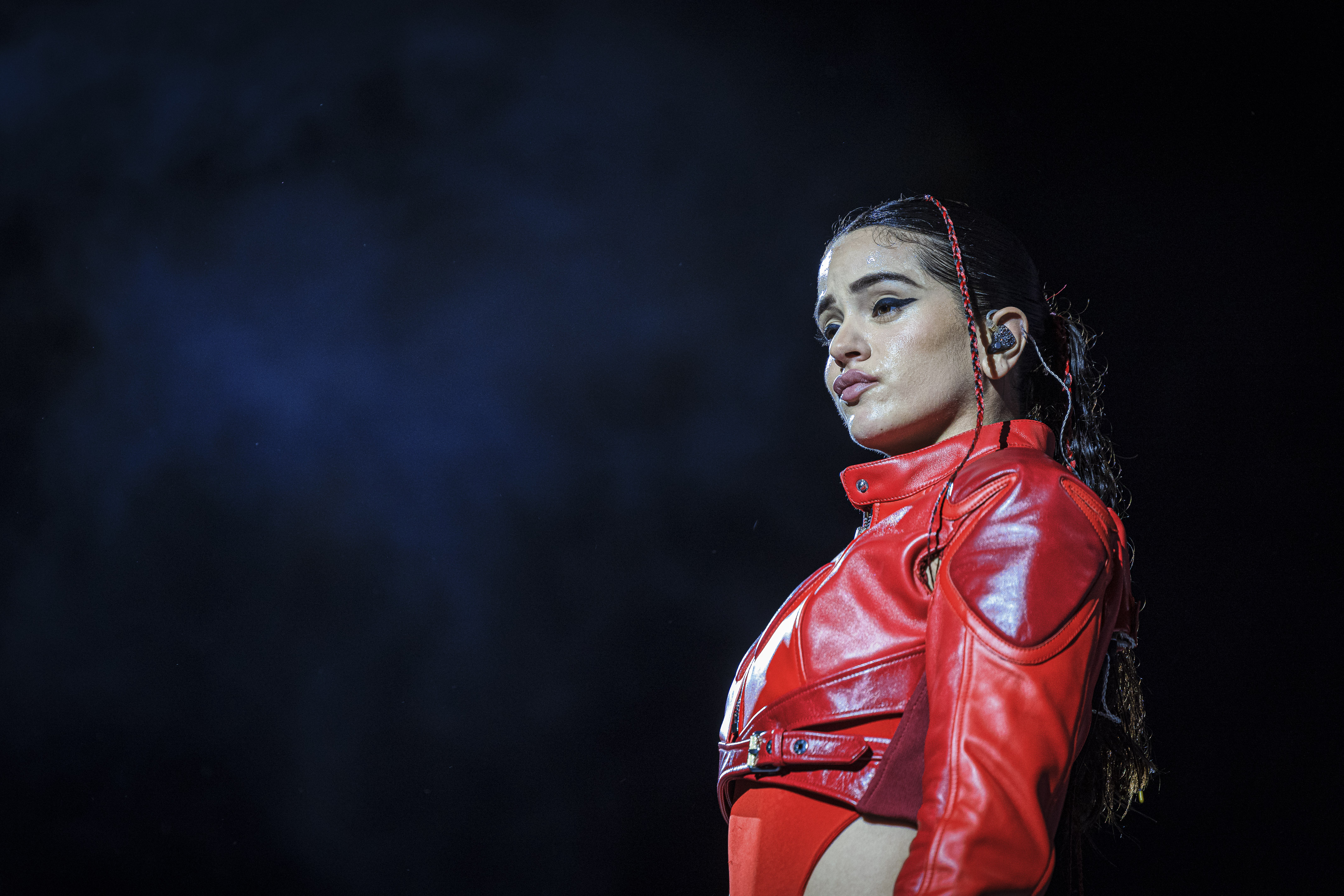 Catalan singer Rosalía during a moment of her first concert in Barcelona's Palau Sant Jordi concert hall on July 23, 2022
