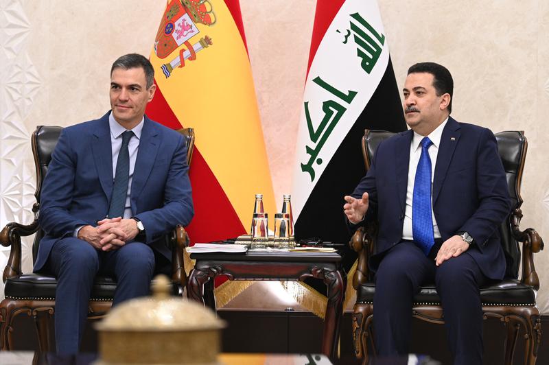 Spanish PM Pedro Sánchez with Iraqi PM Mohammed Shia Al Sudani