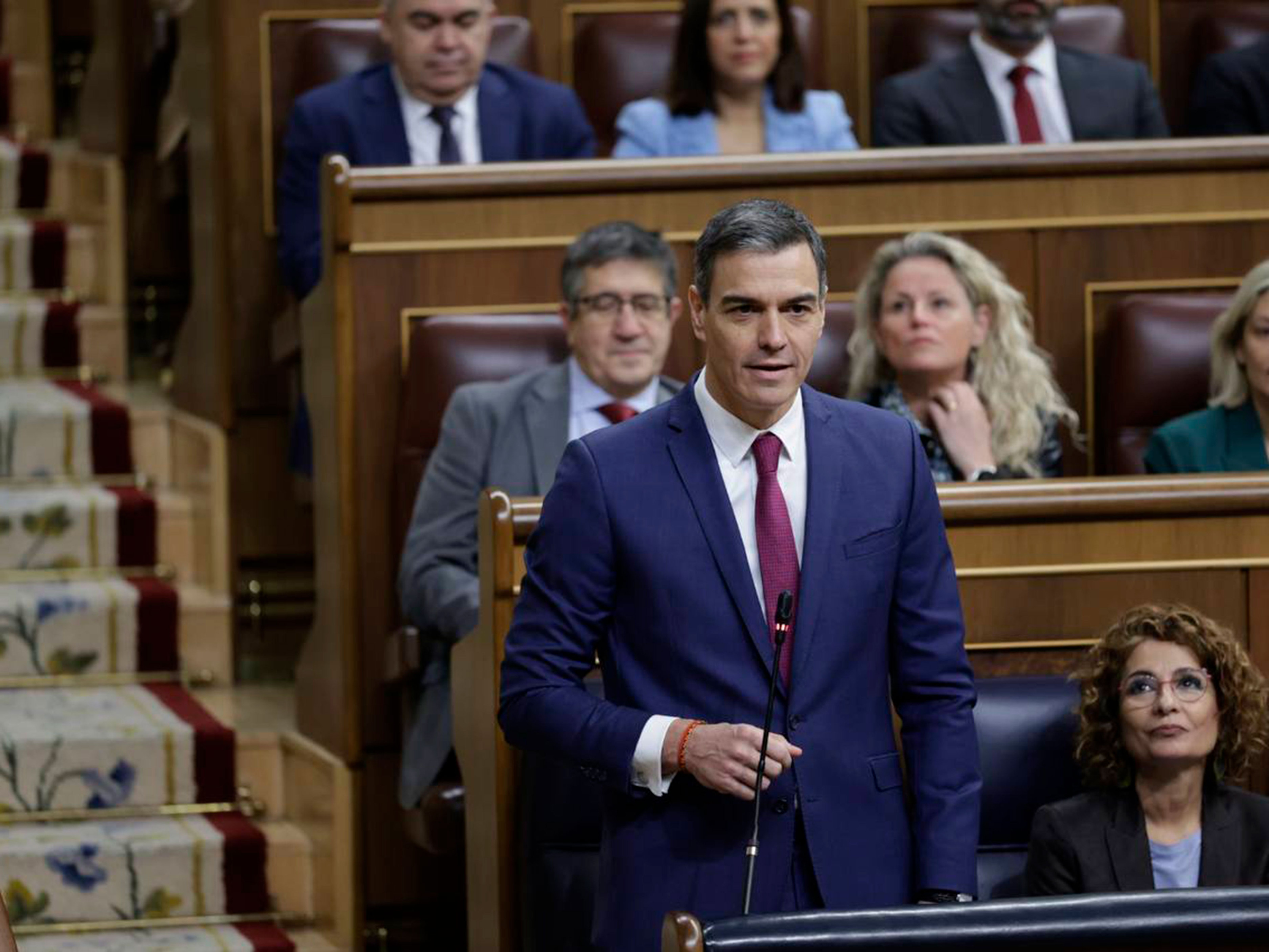 Spanish PM Pedro Sánchez speaks in Congress on March 19, 2025 during a plenary session