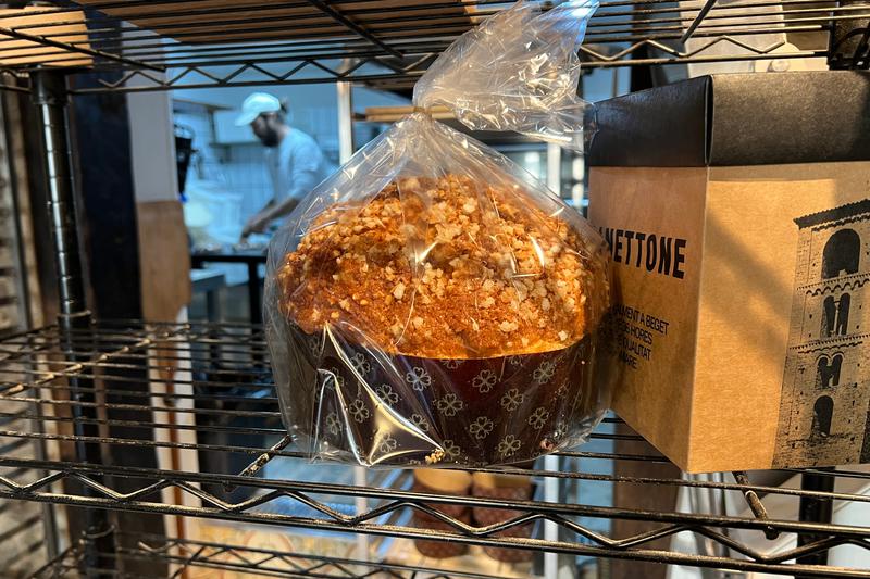 One Ricolta bakery panettone ready to be sold