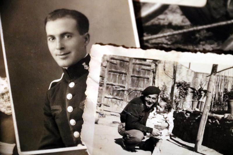 Photos of a young Rosario and her father.