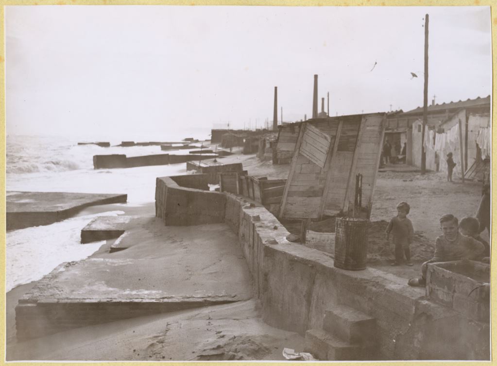 Damaged huts after a storm (1934)