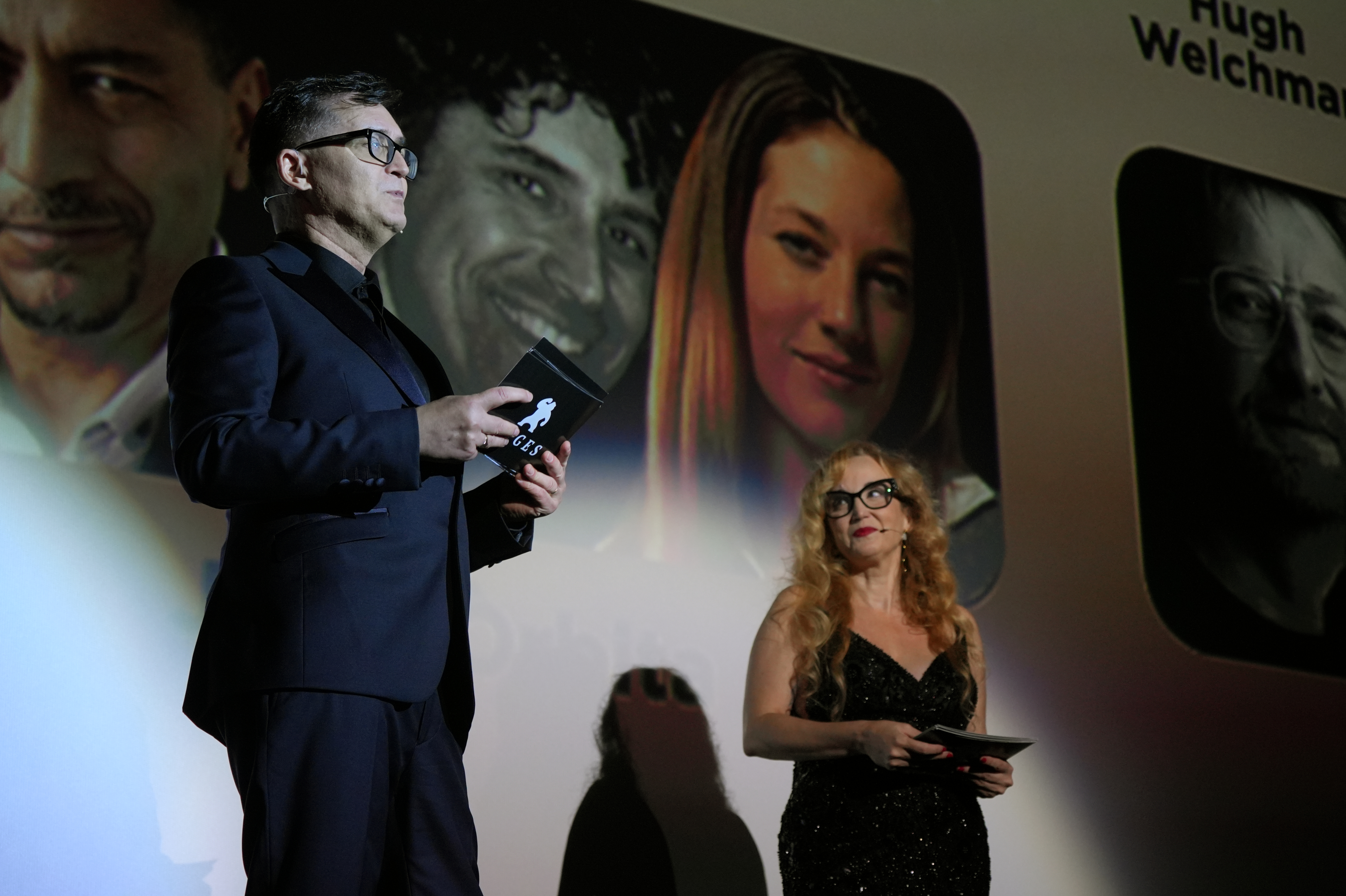Sitges Festival Director Ángel Sala and Sitges Festival Foundation Director Mònica Garcia at the opening gala of the festival's 59th edition.