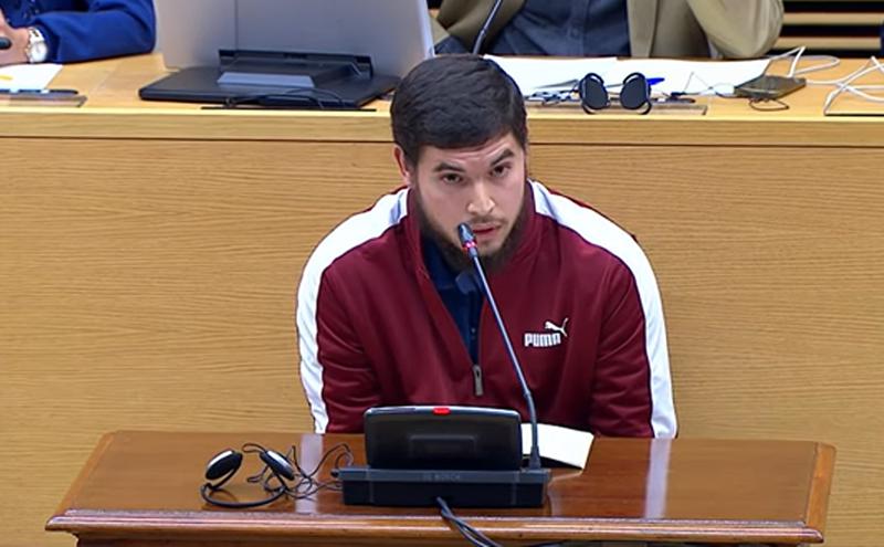 Mohamed Houli, convicted for belonging to a terrorist organization related to the 2017 terrorist attacks in Barcelona and Cambrils, during a Congress committee on February 13, 2025