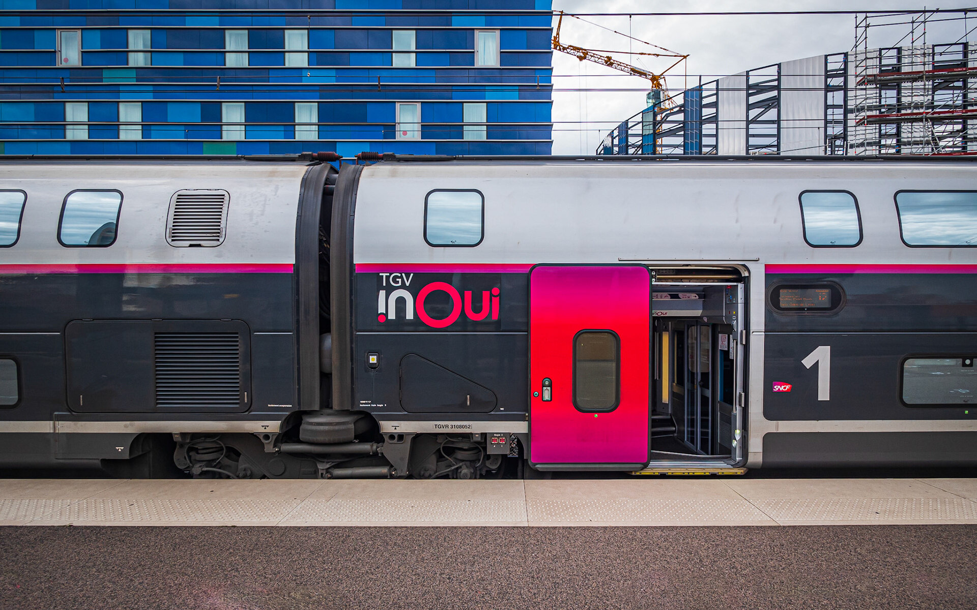 An SNCF high-speed train that connects Barcelona and Paris in an archive image