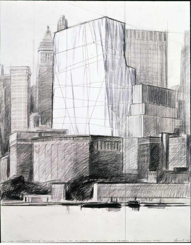 Prats Nogueras Blanchard will display Christo and Jeanne-Claude 'Two Lower Manhattan Packed Buildings', a project for 2 Broadway and 20 Exchange Place, 1967