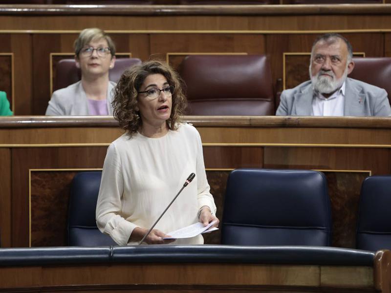 Spain's finance minister María Jesús Montero during a plenary in the Spanish Congress on April 14, 2023
