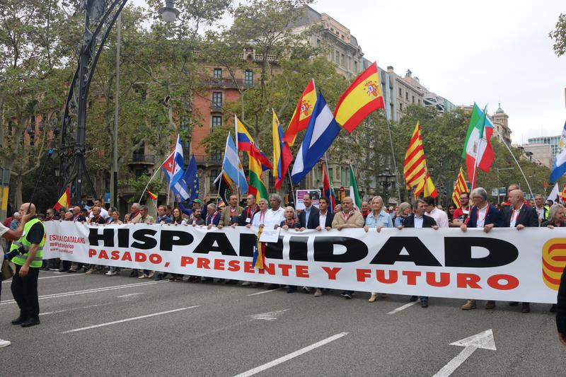 Spain's National Day demonstration in Barcelona's Passeig de Gràcies