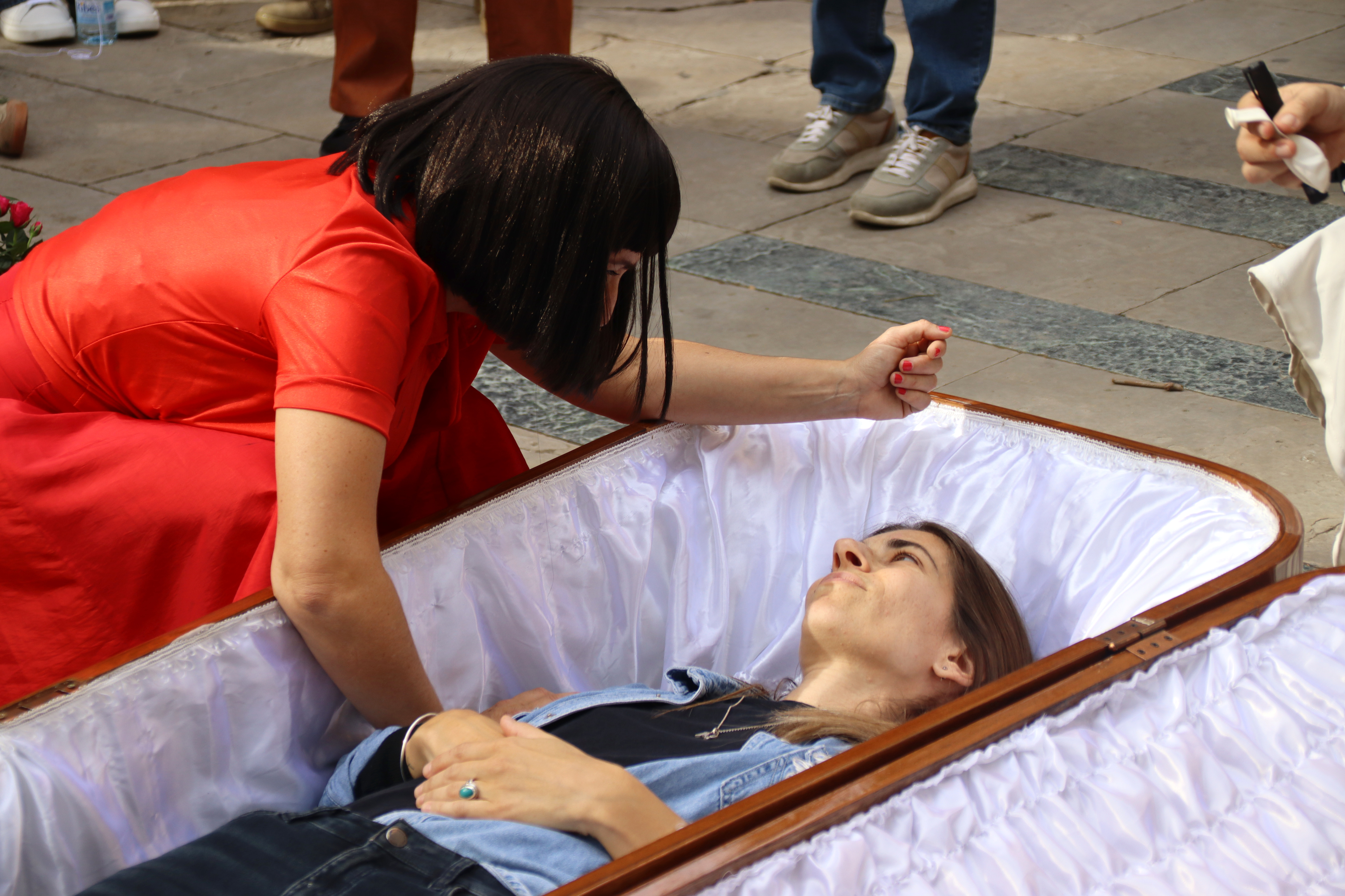 Coffin street performance in Gràcia, Barcelona