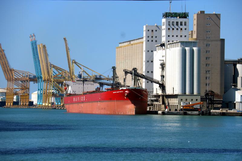 A ship arriving in the Port of Barcelona, July 2023