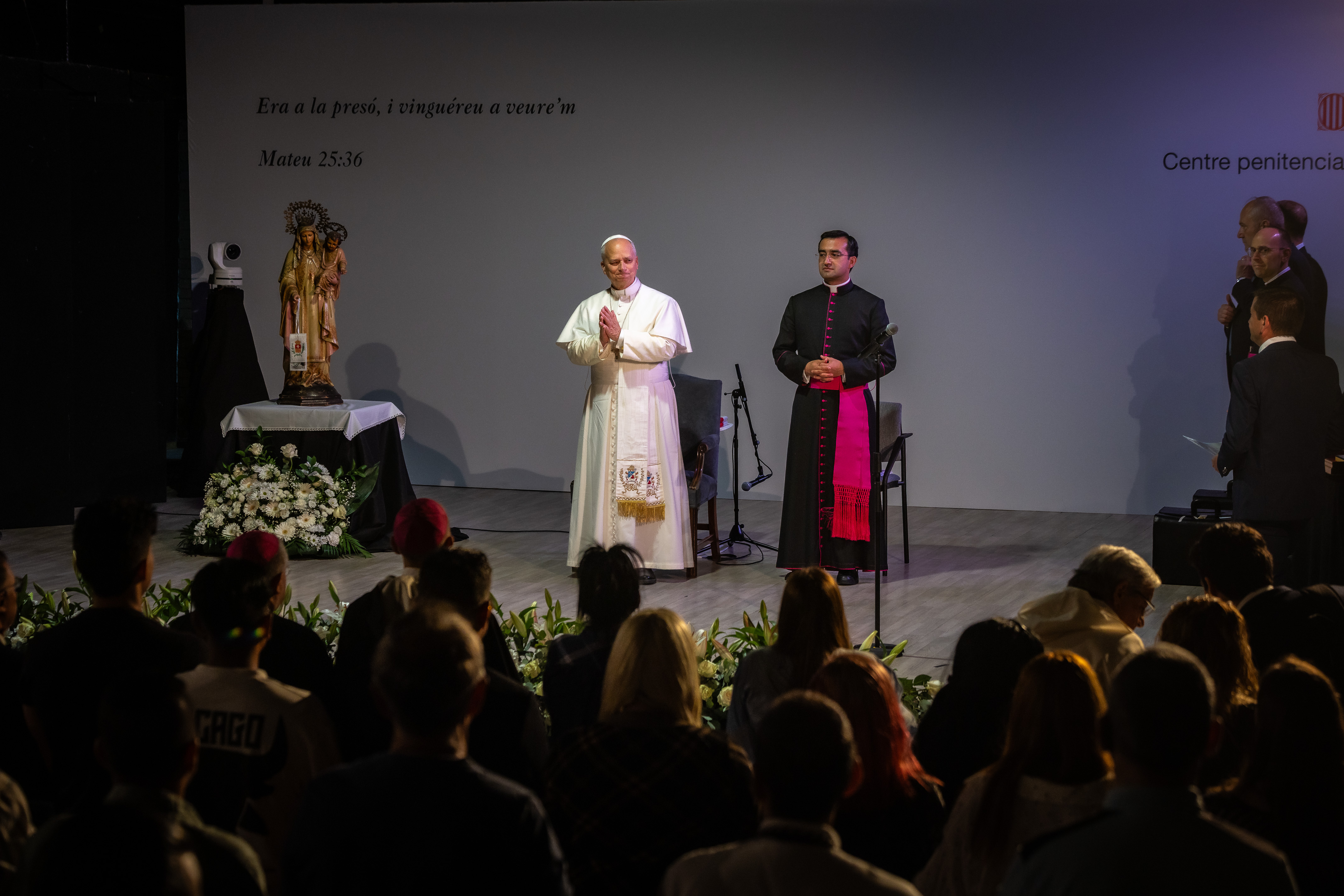 Pope Leo XIV during the event at Brians 1 prison