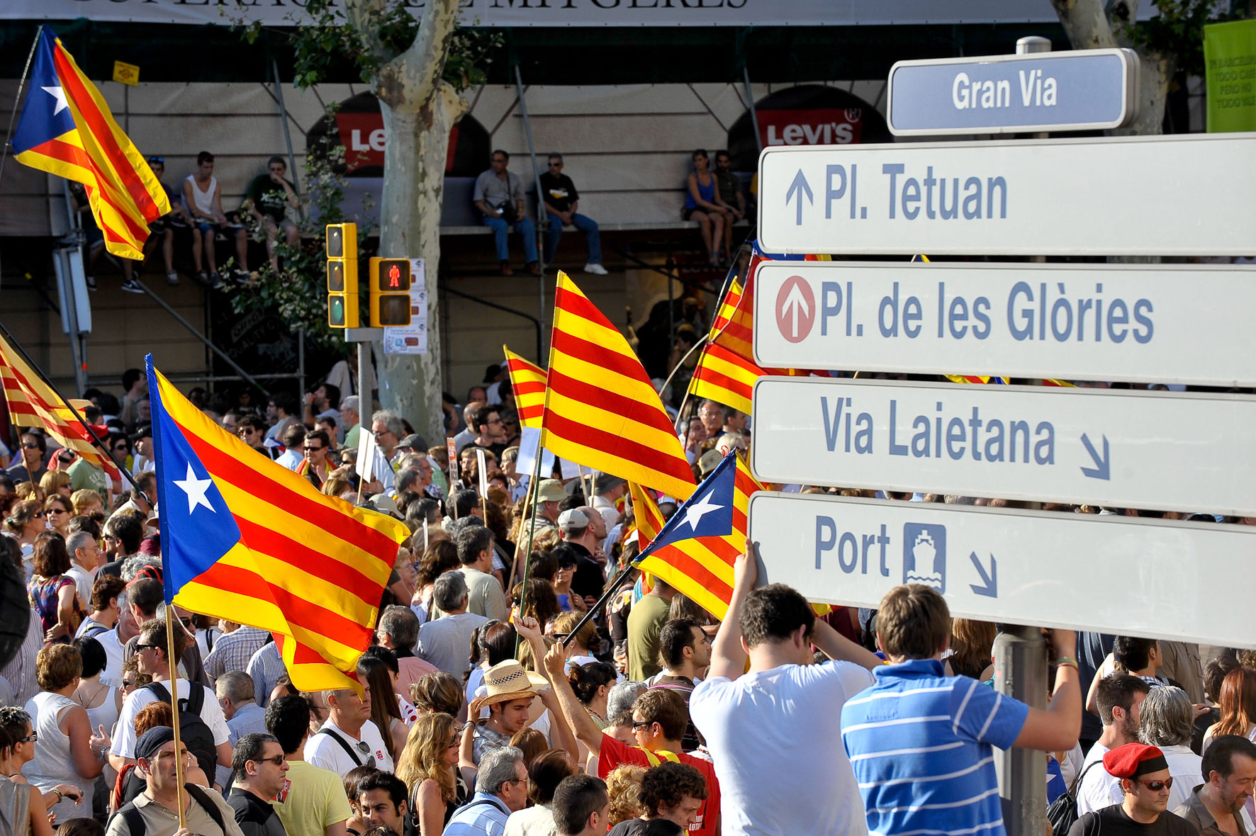 Over 1.5 million people march in Barcelona on July 10, 2010, to protest the Constitutional Court’s ruling against Catalonia’s reformed Statute of Autonomy