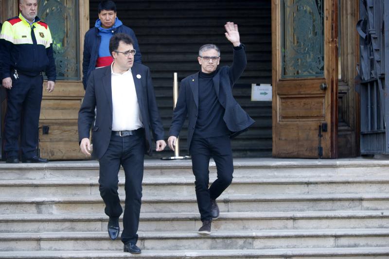 Josep Maria Jové and Lluís Salvadó leave the Catalan High Court in March 2020