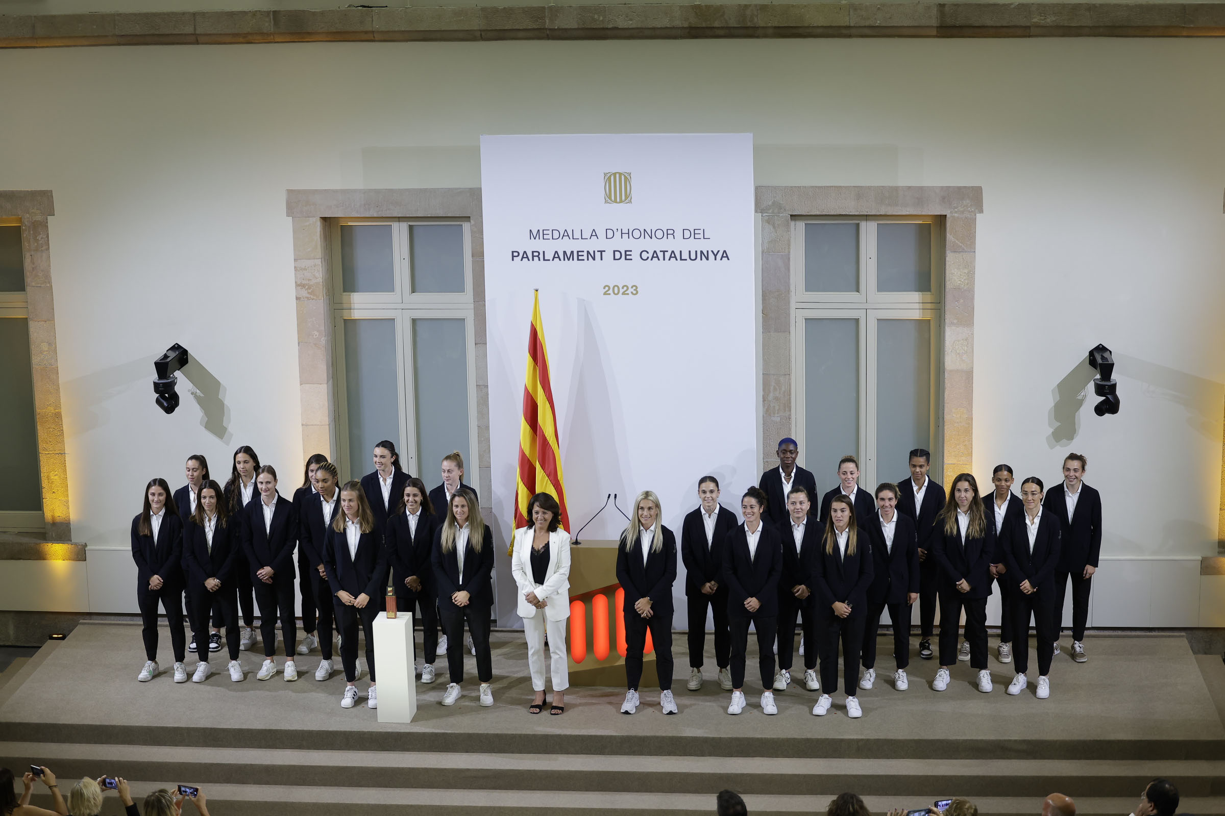 FC Barcelona femení during the Catalan parliament Gold Medal of Honor award ceremony with the Catalan parliament speaker, Anna Erra, on September 13, 2023