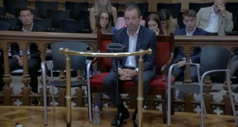 Former FC Barcelona president Sandro Rosell testifies in the Catalan High Court as part of the Neymar transfer trial, October 28, 2022