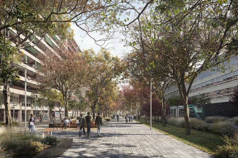 Digital render of the planned redevelopment of Gran Via at Glòries