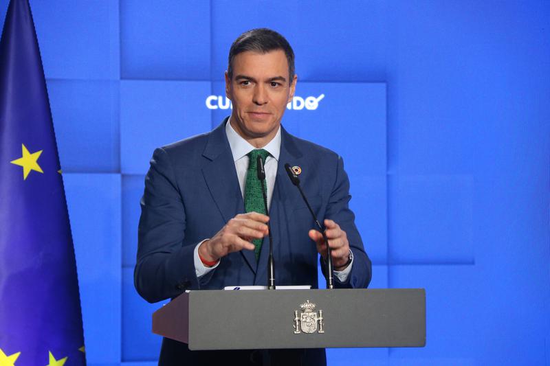 Spanish PM Pedro Sánchez during a press conference on December 23, 2024