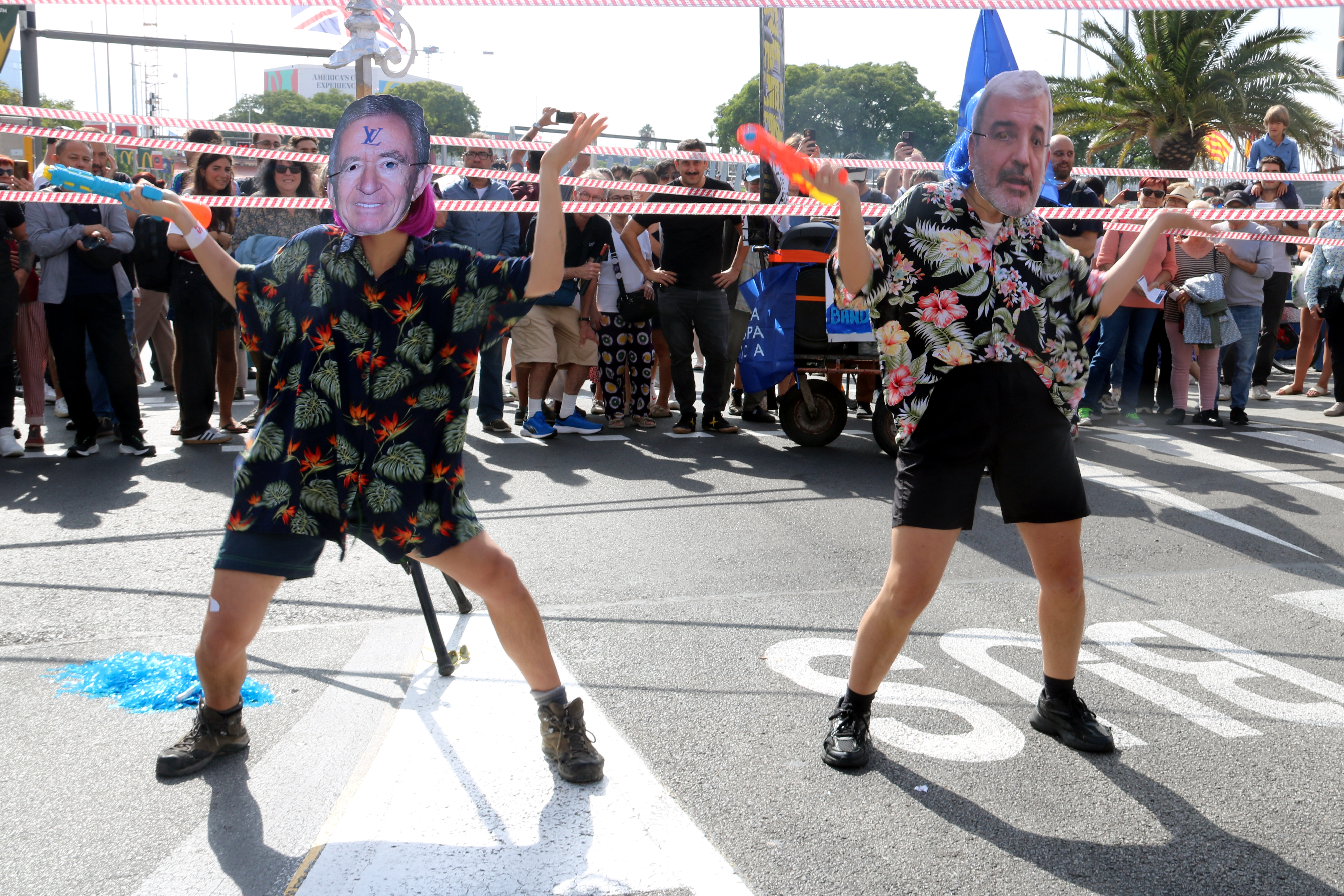 A performance during the protest of the America's Cup