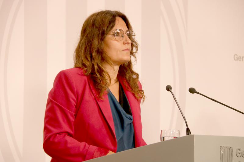 Presidency minister Laura Vilagrà at a press conference
