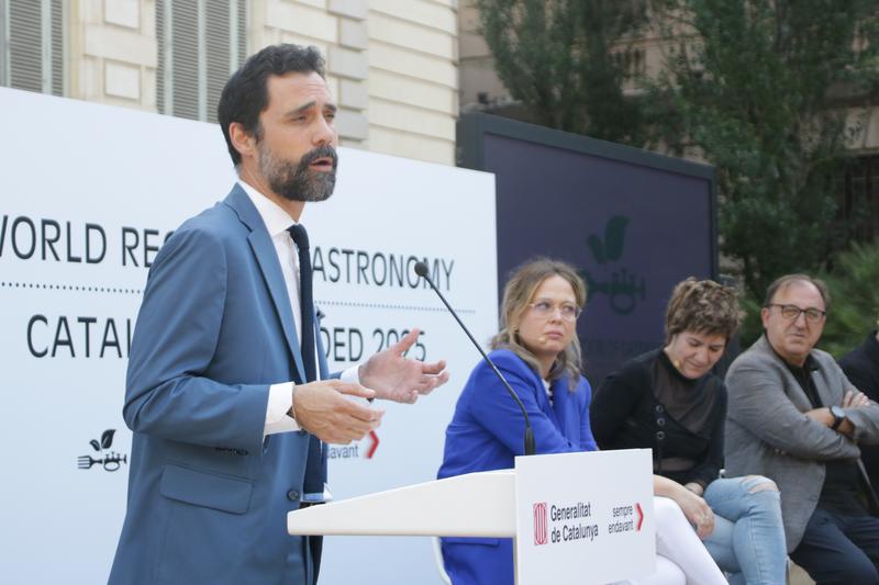 Catalan business minister Roger Torrent at Palau Robert