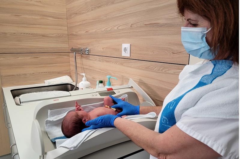 A newborn at Girona's Trueta Hospital
