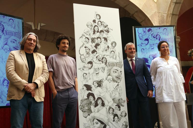 Najat El Hachmi and Chamo San alongside local authorities 