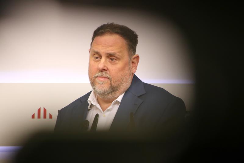 ERC presiden Oriol Junqueras at a press conference