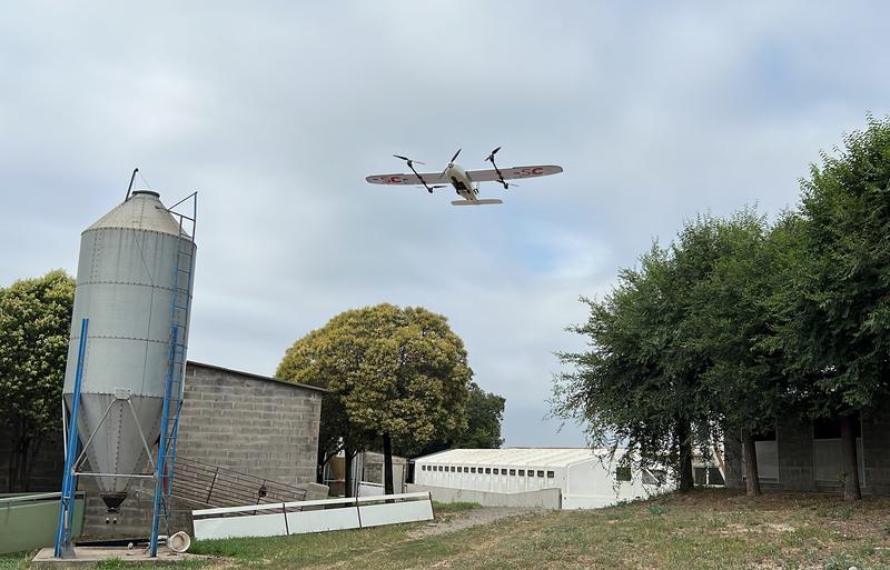 The delivery drone arriving at a Berguedà county farm in central Catalonia