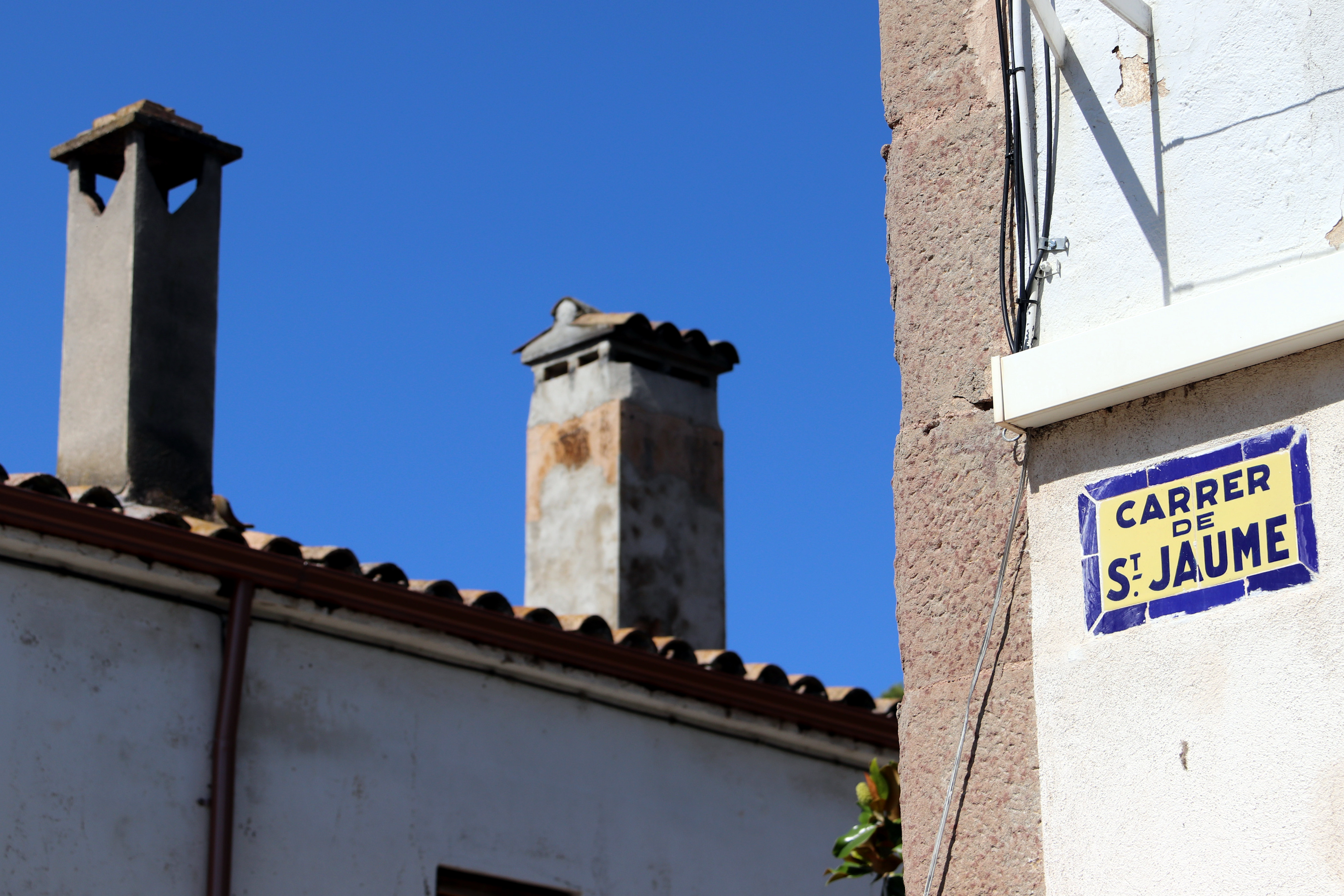 Sant Jaume Street plaque in L'Ametlla de Merola, central Catalonia, original from before the Spanish Civil War