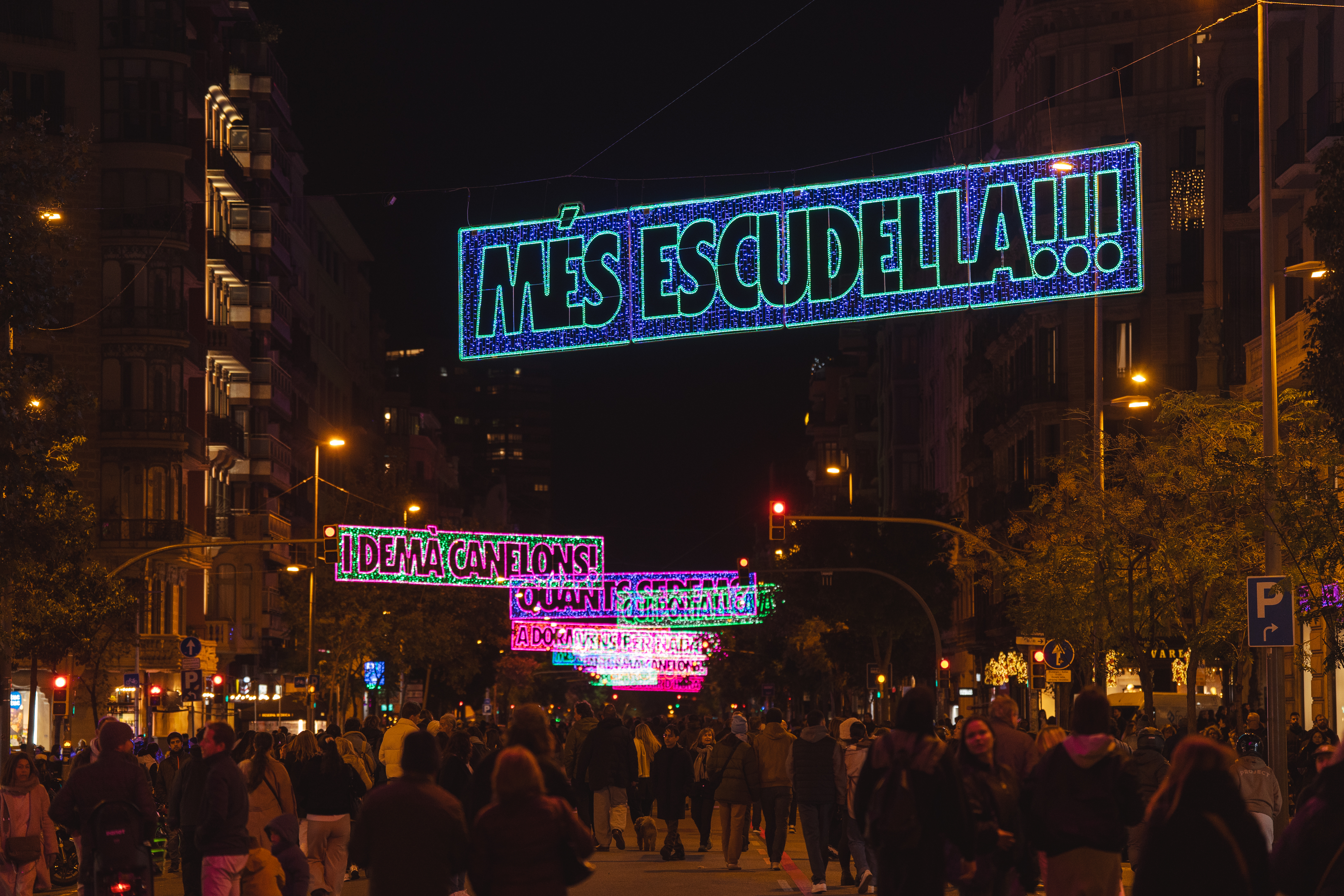 Christmas lights in Barcelona's Aragó street