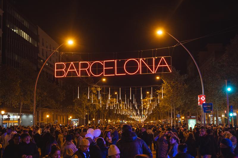 Barcelona city center after the Christmas lights switch on ceremony took place on November 22, 2025