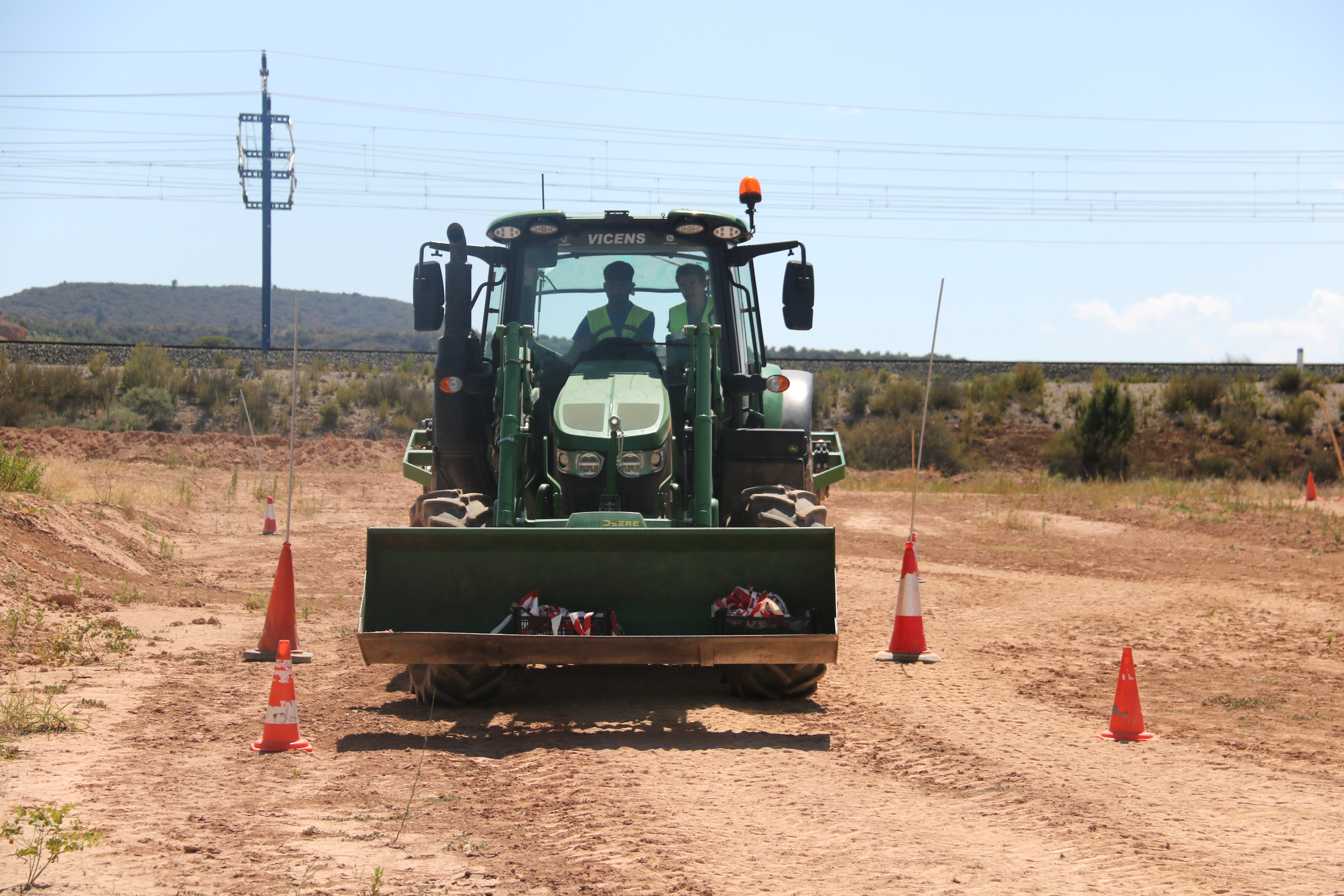 A tractor during a driving lesson in the western municipality of Les Borges Blanques