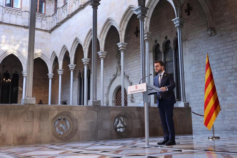 Catalan president, Pere Aragonès, at the Catalan government headquarters on November 11, 2022