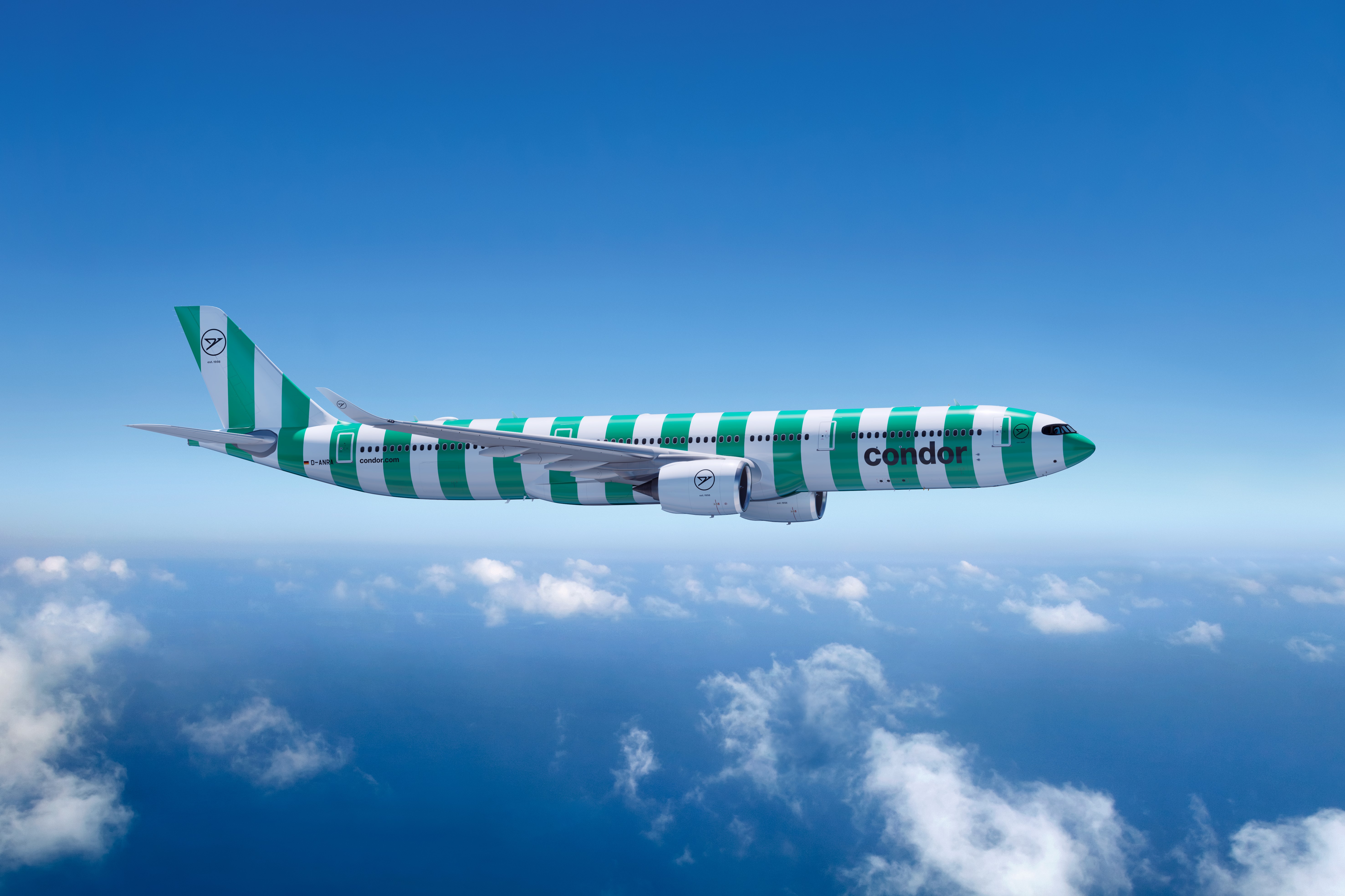 The Airbus A330 owned by Condor, named Island