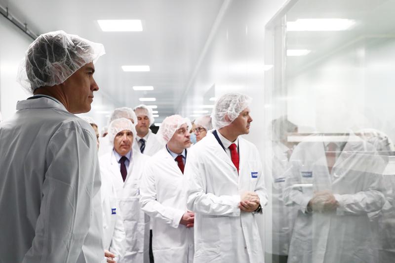 Spanish PM Pedro Sánchez visits the facilities of Hipra, the company that created the Bimervax Covid-19 vaccine, in Amer, northern Catalonia