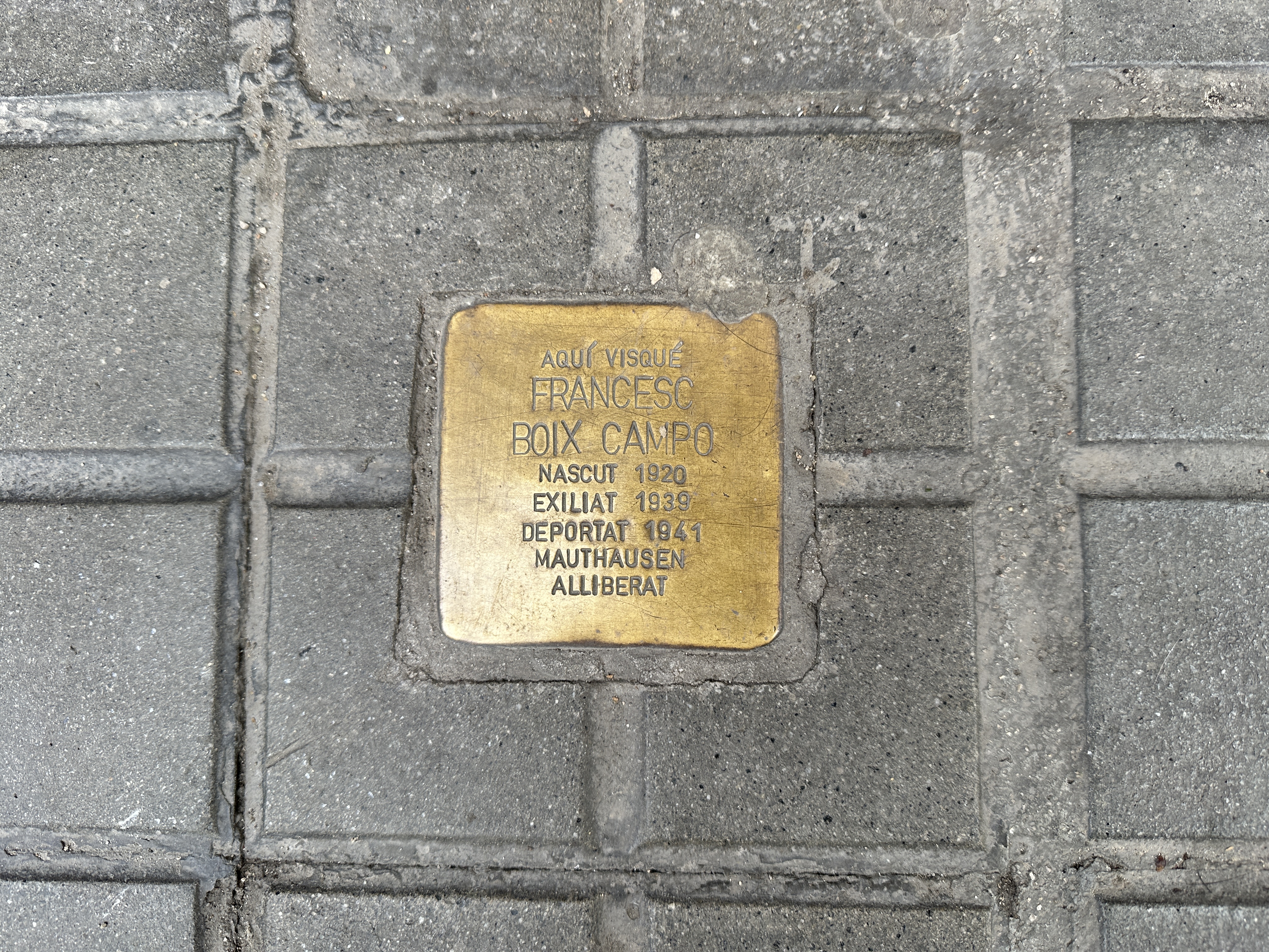 Francesc Boix' Stolperstein in C/Margarit, 17