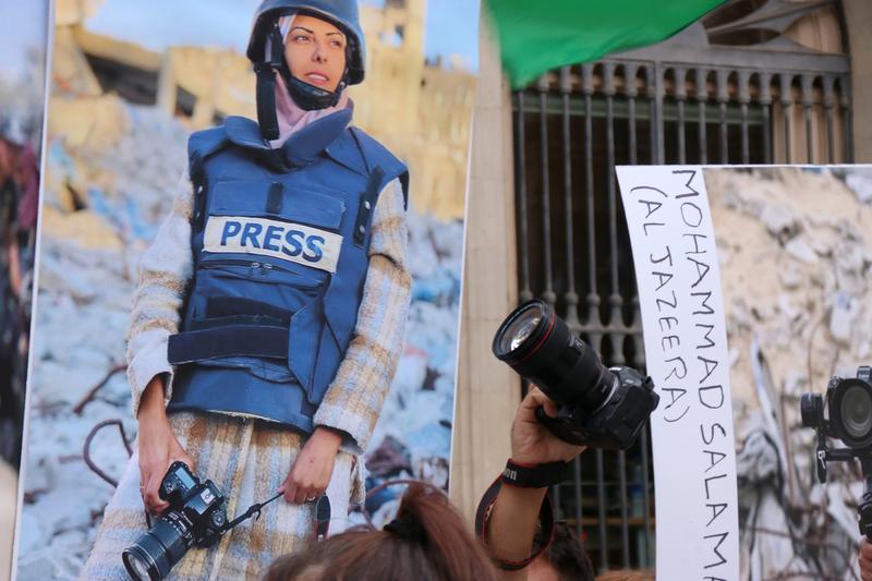Protest in Barcelona over Israel’s killing of Gaza journalists