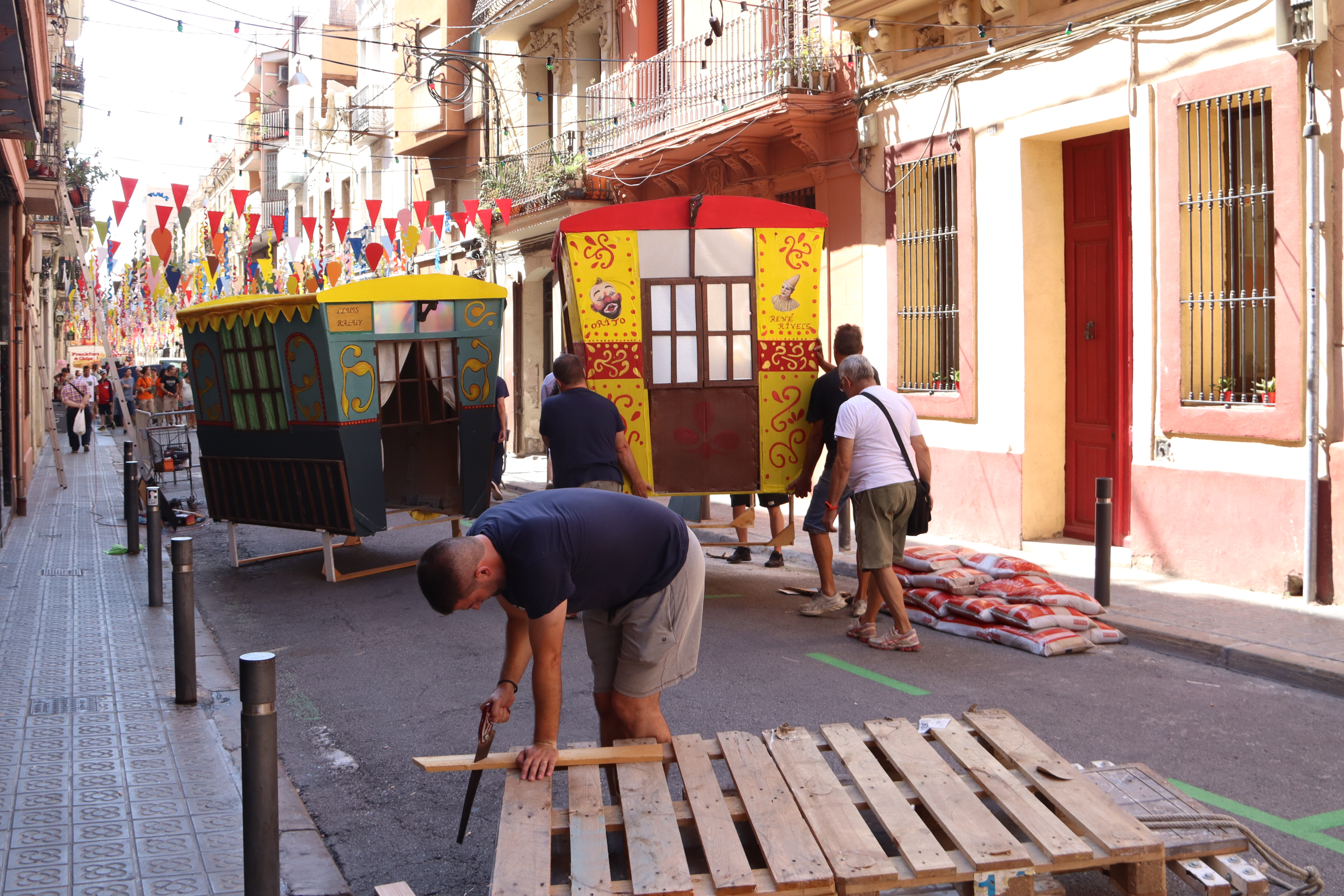 Street decorated in Sants for the annual Festa Major