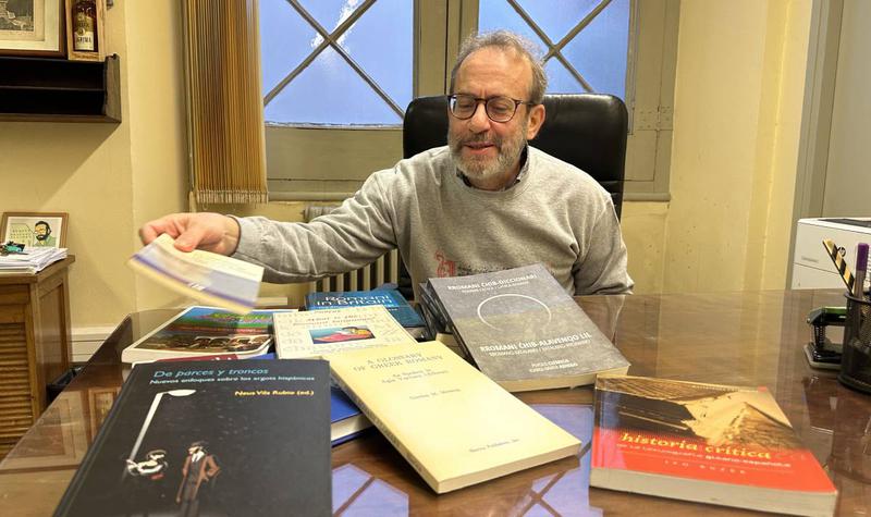 Linguist Ignasi-Xavier Adiego in his office at the University of Barcelona
