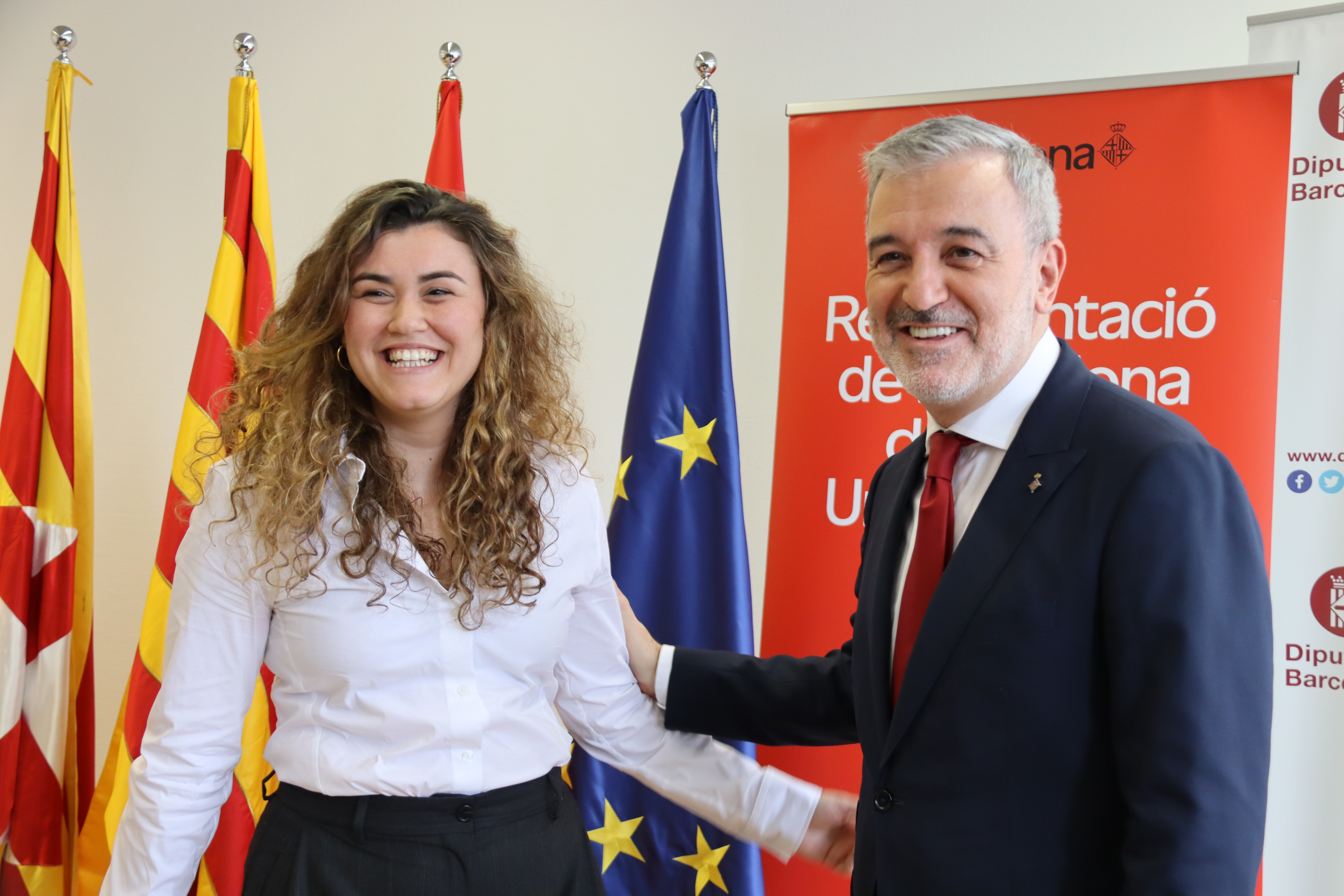 The representative of the Barcelona council to the European Union, Laia Segura, with the mayor of Barcelona, ??Jaume Collboni