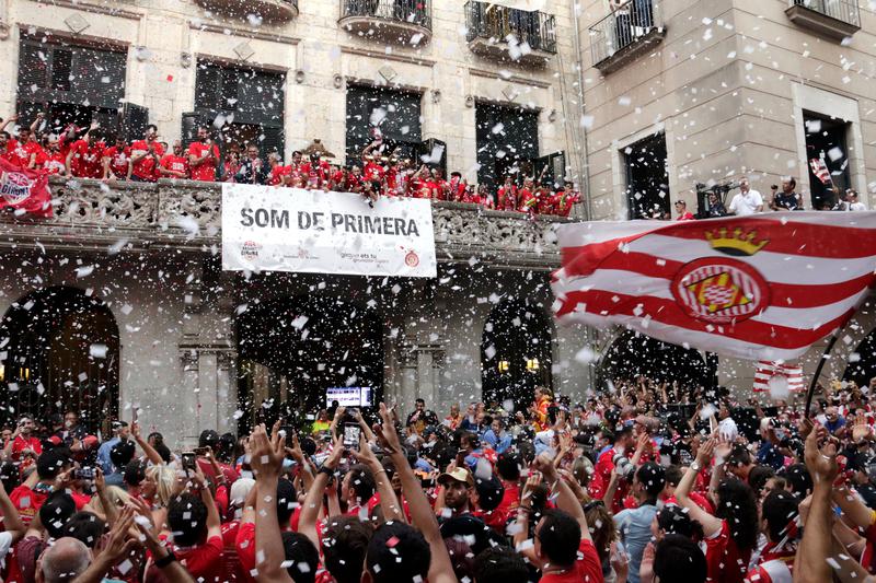 Girona FC celebrate their promotion to the La Liga Primera División in 2022